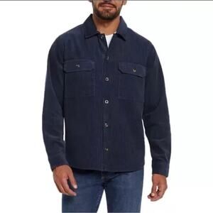 GAP Mens XL Navy Blue Large Wale Corduroy Button-down Shirt Heavy Cotton Barn